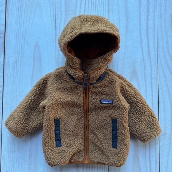 Patagonia Reversible Tribbles Hoody Jacket Baby 6-12M Sherpa Puffer Coat EUC - Picture 5 of 9